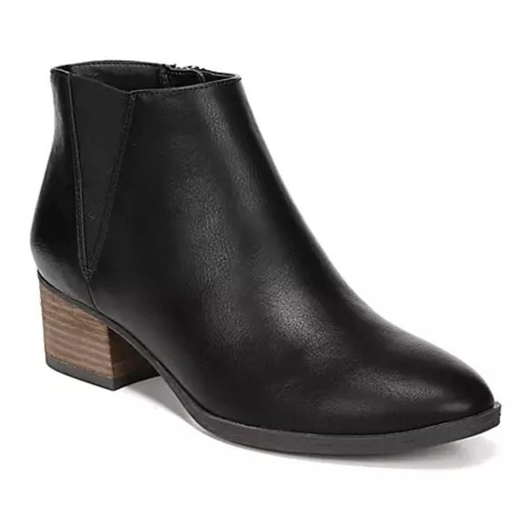 Dr. Scholl's Shoes - Dr. Scholl's Ankle Booties Tumbler Black Leather Heeled Boot SZ 7.5